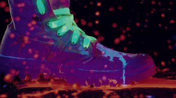 Movie still from “Major Lazer - Sweat” (2014), directed by Ryan Staake – Extreme Close Up shot, Low angle