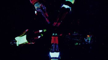 Movie still from “Major Lazer - Sweat” (2014), directed by Ryan Staake – Extreme Wide shot, Overhead angle