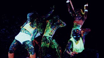 Movie still from “Major Lazer - Sweat” (2014), directed by Ryan Staake – Wide shot, Overhead angle