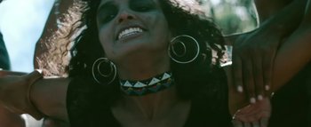 Movie still from “Little Dragon - Pretty Girls” (2014), directed by Nabil Elderkin – Close Up shot, Overhead angle