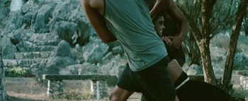 Movie still from “Little Dragon - Pretty Girls” (2014), directed by Nabil Elderkin – Medium shot, High angle