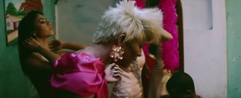 Movie still from “Little Dragon - Pretty Girls” (2014), directed by Nabil Elderkin – Close Up shot, Low angle