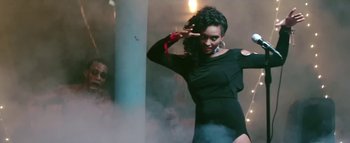 Movie still from “Little Dragon - Pretty Girls” (2014), directed by Nabil Elderkin – Medium shot, Low angle