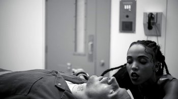 Movie still from “FKA Twigs - Video Girl” (2014), directed by Kahlil Joseph – Close Up shot, High angle