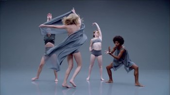 Movie still from “Taylor Swift - Shake It Off” (2014), directed by Mark Romanek – Wide shot, Low angle