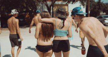 Movie still from “Alt-J - Left Hand Free” (2014), directed by Ryan Staake – Medium shot, High angle