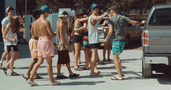 Movie still from “Alt-J - Left Hand Free” (2014), directed by Ryan Staake – Wide shot, High angle