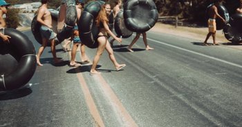 Movie still from “Alt-J - Left Hand Free” (2014), directed by Ryan Staake – Wide shot, High angle