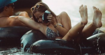 Movie still from “Alt-J - Left Hand Free” (2014), directed by Ryan Staake – Close Up shot, High angle