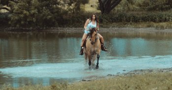 Movie still from “Alt-J - Left Hand Free” (2014), directed by Ryan Staake – Wide shot, Low angle