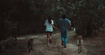 Movie still from “Alt-J - Left Hand Free” (2014), directed by Ryan Staake – Wide shot, High angle