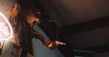 Movie still from “Alt-J - Left Hand Free” (2014), directed by Ryan Staake – Close Up shot, Low angle