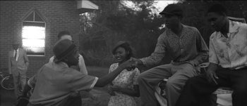 Movie still from “Paul McCartney - Early Days” (2014), directed by Vincent Haycock – Medium shot, Over the shoulder angle
