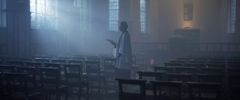 Movie still from “Lyla Foy - Feather Tongue” (2014), directed by Oscar Hudson – Wide shot, Low angle