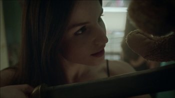 Movie still from “ALB - Whispers” (2014), directed by Casper Balslev – Extreme Close Up shot, Over the shoulder angle