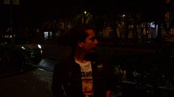 Movie still from “Arctic Monkeys - Why’d You Only Call Me When You’re High?” (2013), directed by Nabil Elderkin – Medium shot, High angle