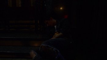 Movie still from “Arctic Monkeys - Why’d You Only Call Me When You’re High?” (2013), directed by Nabil Elderkin – Wide shot, Overhead angle