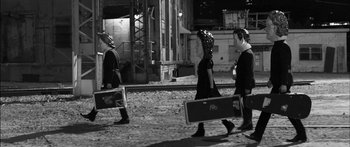 Movie still from “Arcade Fire - Reflektor” (2013), directed by Anton Corbijn – Wide shot, Low angle