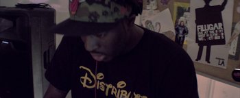 Movie still from “David Heartbreak - Acid Youths” (2013), directed by Ryan Staake – Close Up shot, Low angle