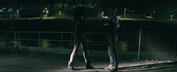 Movie still from “David Heartbreak - Acid Youths” (2013), directed by Ryan Staake – Wide shot, Over the shoulder angle