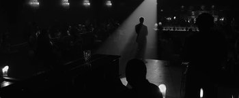 Movie still from “Justin Timberlake - Suit & Tie” (2013), directed by David Fincher – Wide shot, Low angle