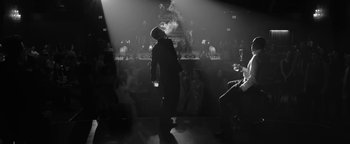 Movie still from “Justin Timberlake - Suit & Tie” (2013), directed by David Fincher – Medium shot, Low angle
