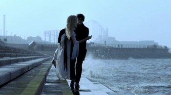 Movie still from “The Killers - Here With Me” (2012), directed by Tim Burton – Wide shot, Over the shoulder angle