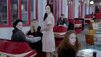 Movie still from “The Killers - Here With Me” (2012), directed by Tim Burton – Medium shot, High angle