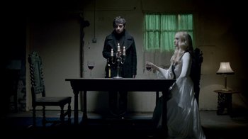 Movie still from “The Killers - Here With Me” (2012), directed by Tim Burton – Wide shot, Over the shoulder angle