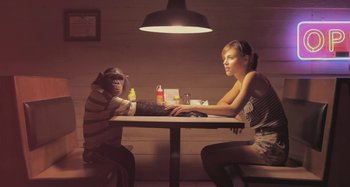 Movie still from “Bag Raiders - Sunlight” (2010), directed by Manu Cossu – Medium shot, Low angle