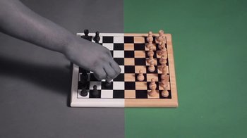 Movie still from “Dels - Trumpalump” (2010), directed by Us – Extreme Close Up shot, Overhead angle