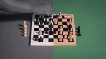 Movie still from “Dels - Trumpalump” (2010), directed by Us – Extreme Close Up shot, Overhead angle