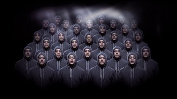 Movie still from “Dels - Shapeshift” (2010), directed by Us – Wide shot, Overhead angle