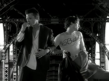 Movie still from “The Rolling Stones - Love Is Strong” (1994), directed by David Fincher – Medium shot, Low angle