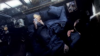 Movie still from “Madonna - Bad Girl” (1993), directed by David Fincher – Wide shot, Overhead angle