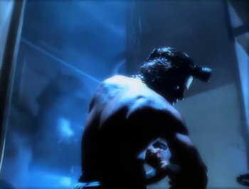 Movie still from “Madonna - Express Yourself” (1989), directed by David Fincher – Extreme Close Up shot, Low angle