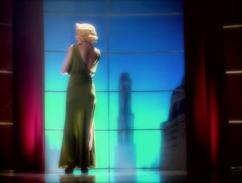 Movie still from “Madonna - Express Yourself” (1989), directed by David Fincher – Medium shot, Low angle