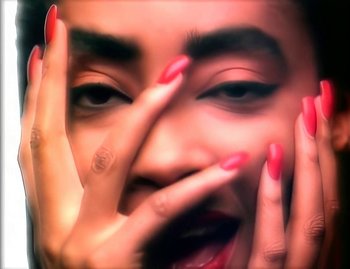 Movie still from “Jody Watley - Real Love” (1989), directed by David Fincher – Extreme Close Up shot, Overhead angle