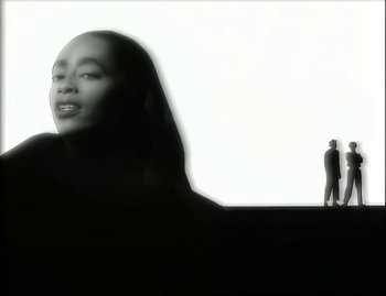 Movie still from “Jody Watley - Real Love” (1989), directed by David Fincher – Medium shot, Low angle