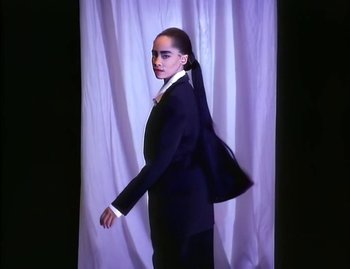 Movie still from “Jody Watley - Real Love” (1989), directed by David Fincher – Medium shot, Low angle