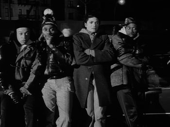 Movie still from “Michael Jackson - Bad” (1987), directed by Martin Scorsese – Medium shot, Low angle
