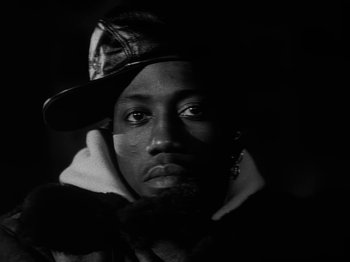 Movie still from “Michael Jackson - Bad” (1987), directed by Martin Scorsese – Close Up shot, Low angle