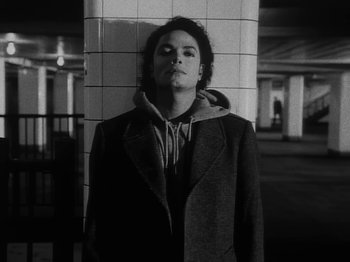 Movie still from “Michael Jackson - Bad” (1987), directed by Martin Scorsese – Close Up shot, High angle