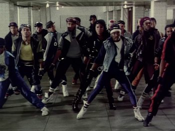 Movie still from “Michael Jackson - Bad” (1987), directed by Martin Scorsese – Wide shot, High angle