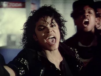 Movie still from “Michael Jackson - Bad” (1987), directed by Martin Scorsese – Close Up shot, High angle