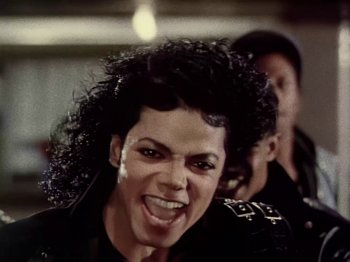 Movie still from “Michael Jackson - Bad” (1987), directed by Martin Scorsese – Close Up shot, High angle
