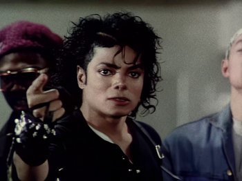 Movie still from “Michael Jackson - Bad” (1987), directed by Martin Scorsese – Close Up shot, High angle