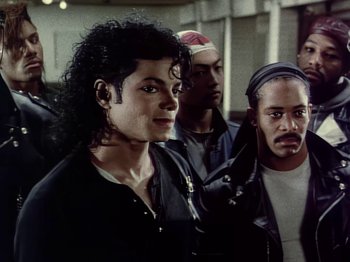 Movie still from “Michael Jackson - Bad” (1987), directed by Martin Scorsese – Close Up shot, High angle