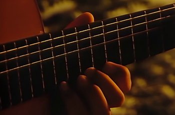 Movie still from “Gipsy Kings - Bamboléo” (1987), directed by David Fincher – Extreme Close Up shot, Low angle
