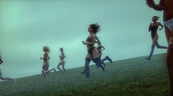 Movie still from “slowthai - Yum” (2023), directed by Owls – Wide shot, High angle